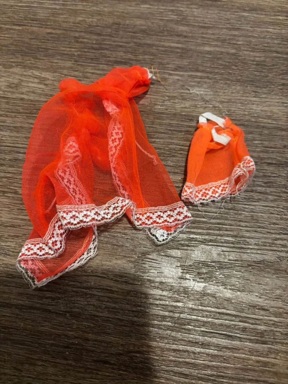 Topper Dawn doll clothes Midnight Lace bright dark orange
